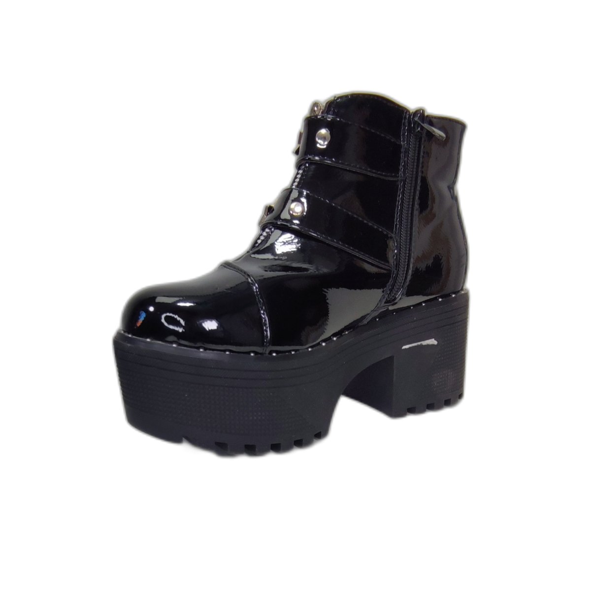 Botin Plataforma Charol Negro Estrellas - Pastik.cl