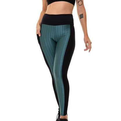 CALZA LEGGING DEPORTIVA BRASIL BOLSILLO VERDE NEGRO - Pastik.cl