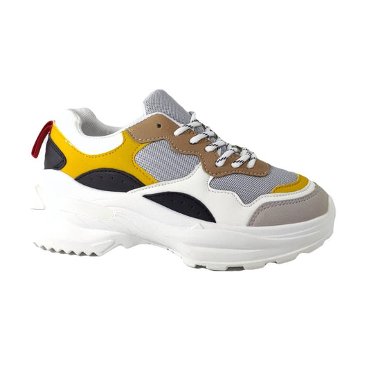 Zapatilla chunky White-yellow 033 - Pastik.cl