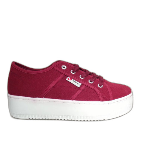 Zapatillas Mujer Plataforma Burdeo - Pastik.cl